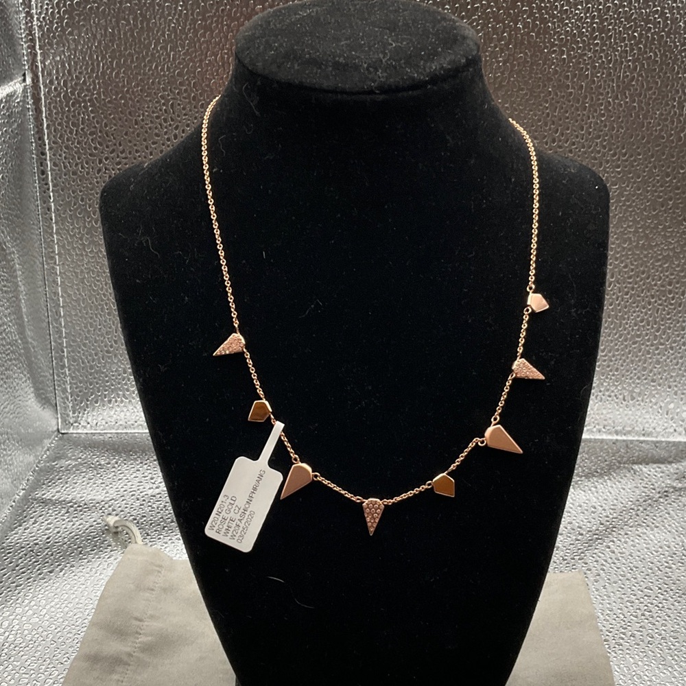 Delicate Rose Gold Triangle pave Necklace prototype